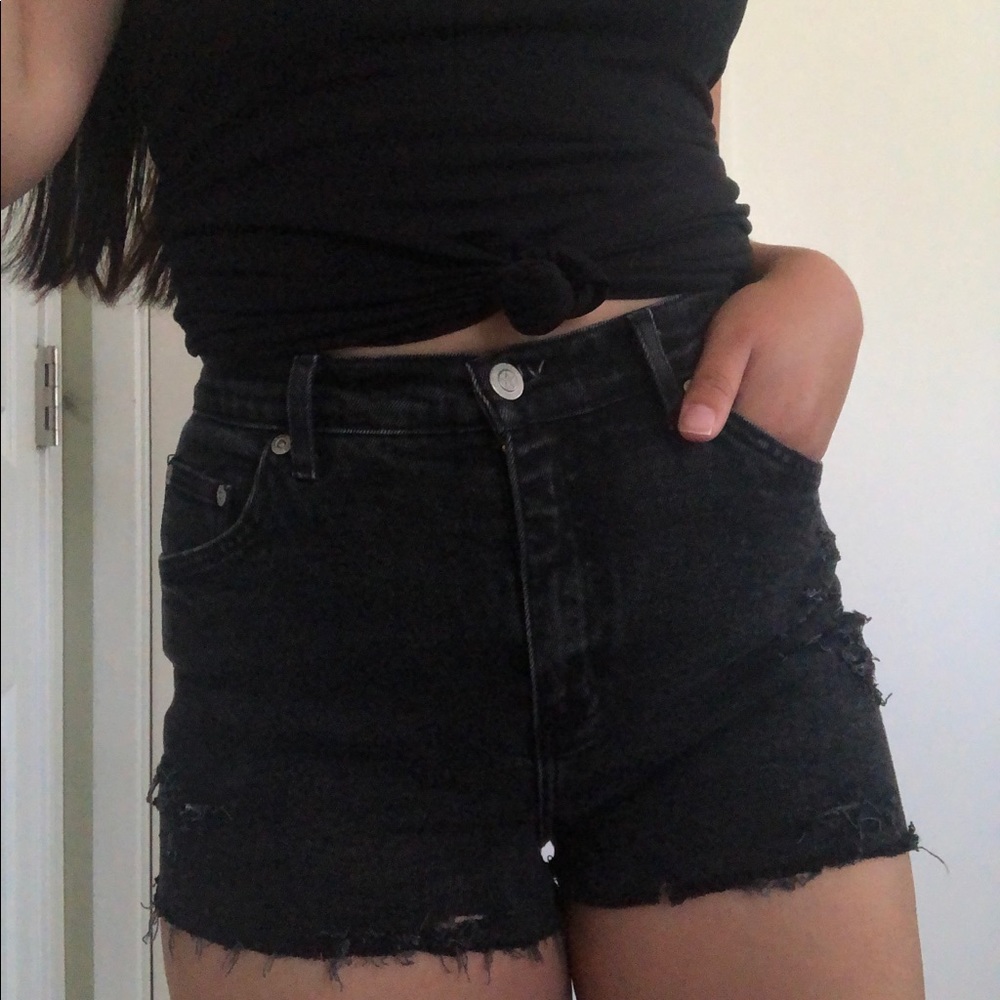 Faded Glory Black Custom Distressed Denim Shorts🖤